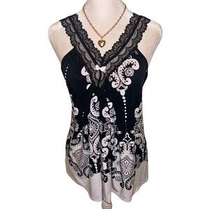 Black and white lace lingerie cami